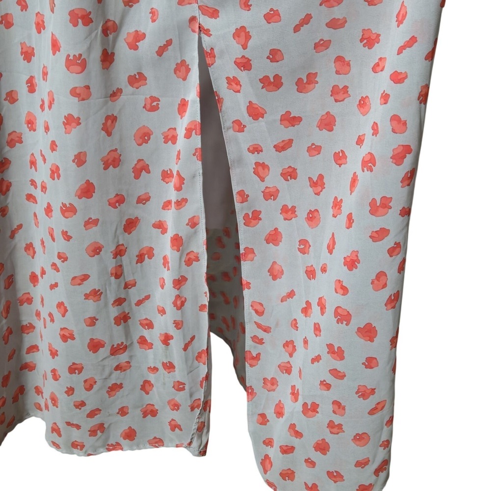 Aggie Floral Flowy Maxi Dress Sz M Gray Red Ruffle Cap Sleeve Peasant V-Neck - Picture 3 of 14